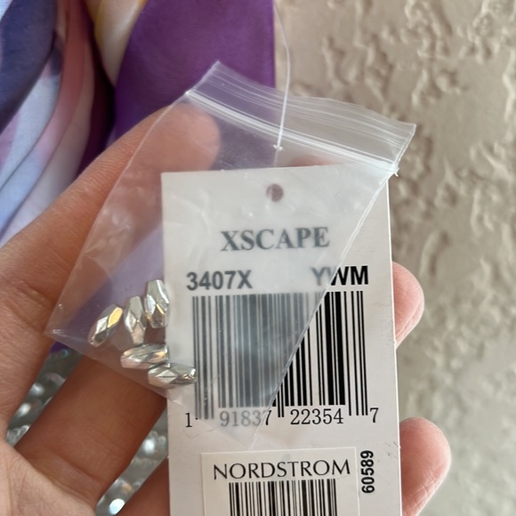 XSCAPE Floral Print Embellished Waist Gown Dress - Picture 9 of 16